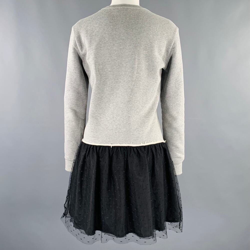 RED VALENTINO Size XS Grey Black Cotton Embroidered Sweatshirt Dress - Picture 5 of 12